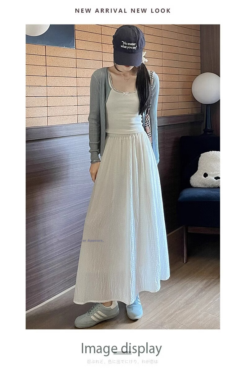 Langsha Green High-Waist A-Line Flared Midi Skirt for Women Summer 2026 New Slim Fairy Tulle Skirt 17