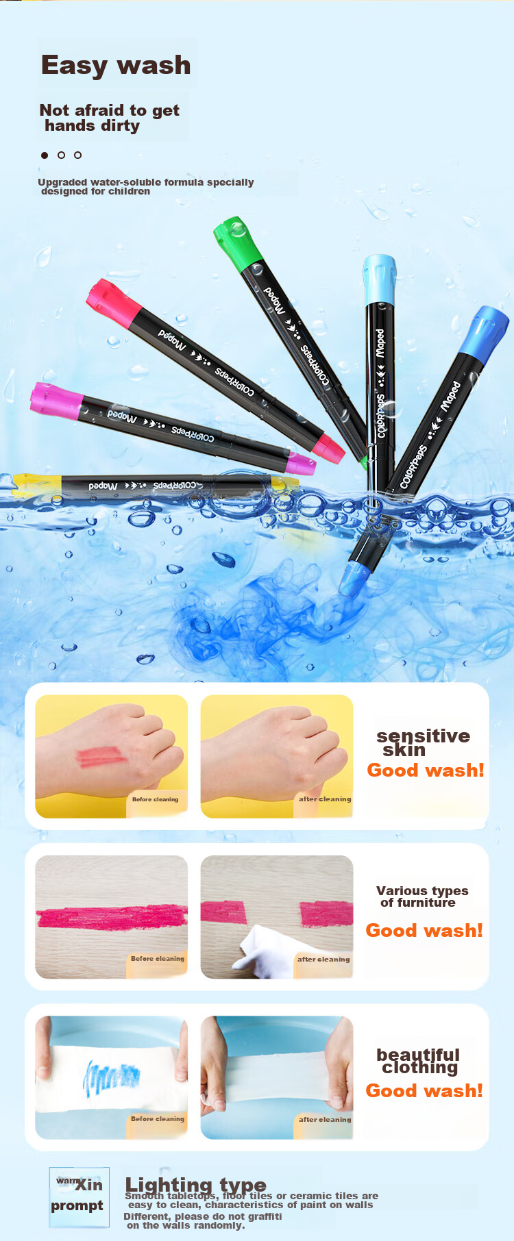 Maped Colorful Smooth Washable Crayons, Art Drawing Sticks for Children And Students, Beginner Art Doodle Pens, 836503CH Fun Play [36 Colors/bucket Educational Tool 8