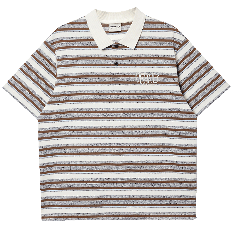JACK&JONES Men's Short Sleeve Polo Shirt Colorwoven Striped Casual Embroidered 226206033