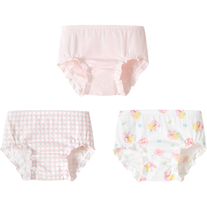 Balabala Baby Girls' Bread Pants Triangle Shorts Infant Underwear Diaper Training A-Class Skin-Friendly 3-Pack