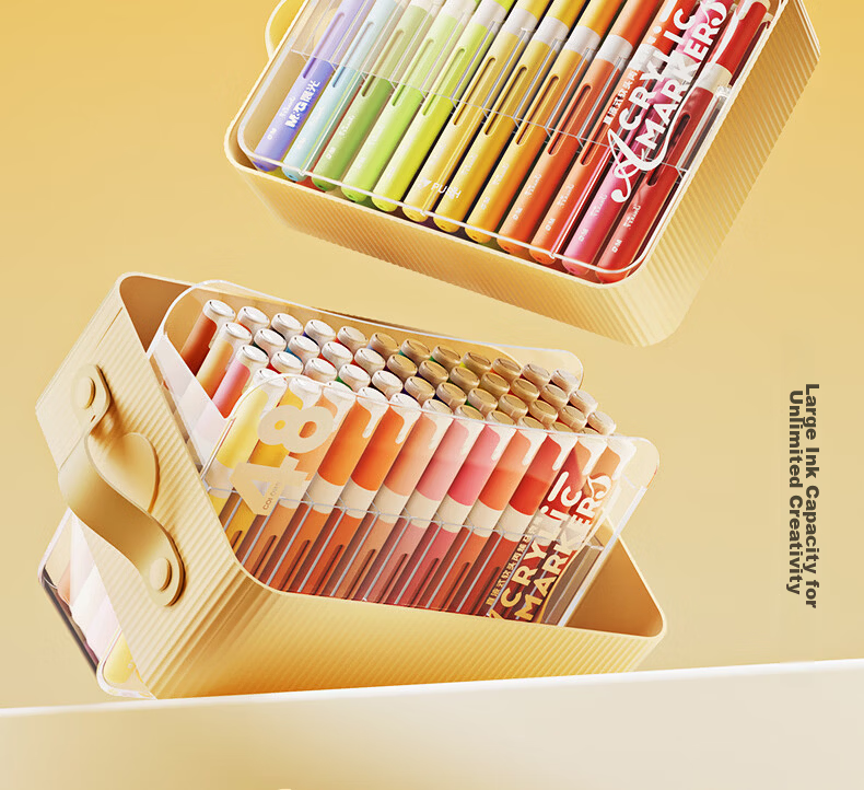 M&G Stationery, 48-Color Big Ink King Direct Liquid Acrylic Soft-Tip Markers, Student Children's Watercolor Pens, Drawing Pens, Painting Brushes, Colored Pens, Birthday Gift 3
