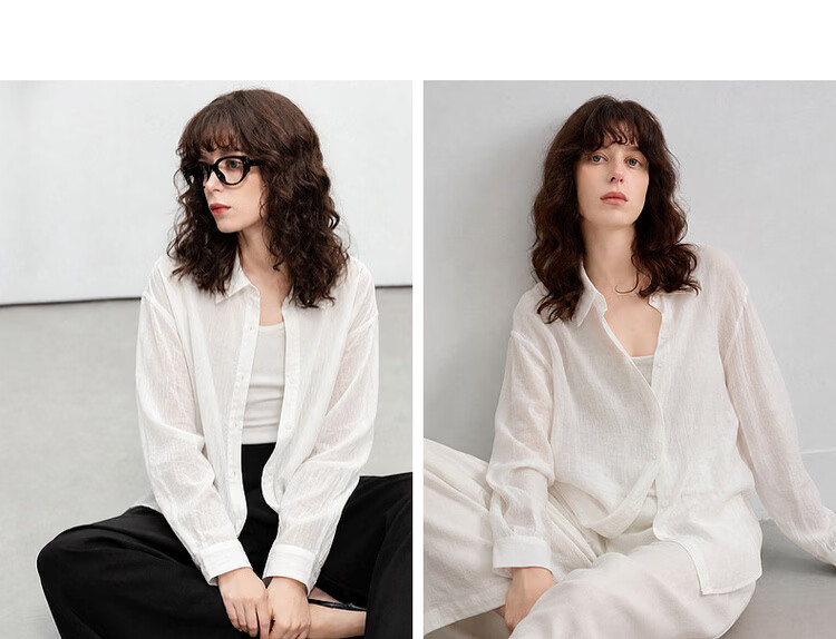 Demana Summer Simple Lightweight Wrinkled Linen Blend Long Sleeve Comfortable Fashionable Casual Women's Shirt with Turn-Down Collar 13