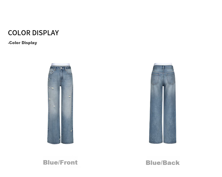ANN ANDELMAN Official Two-Piece Style Elastic Waist Distressed Blue Denim Jeans for Women M 9