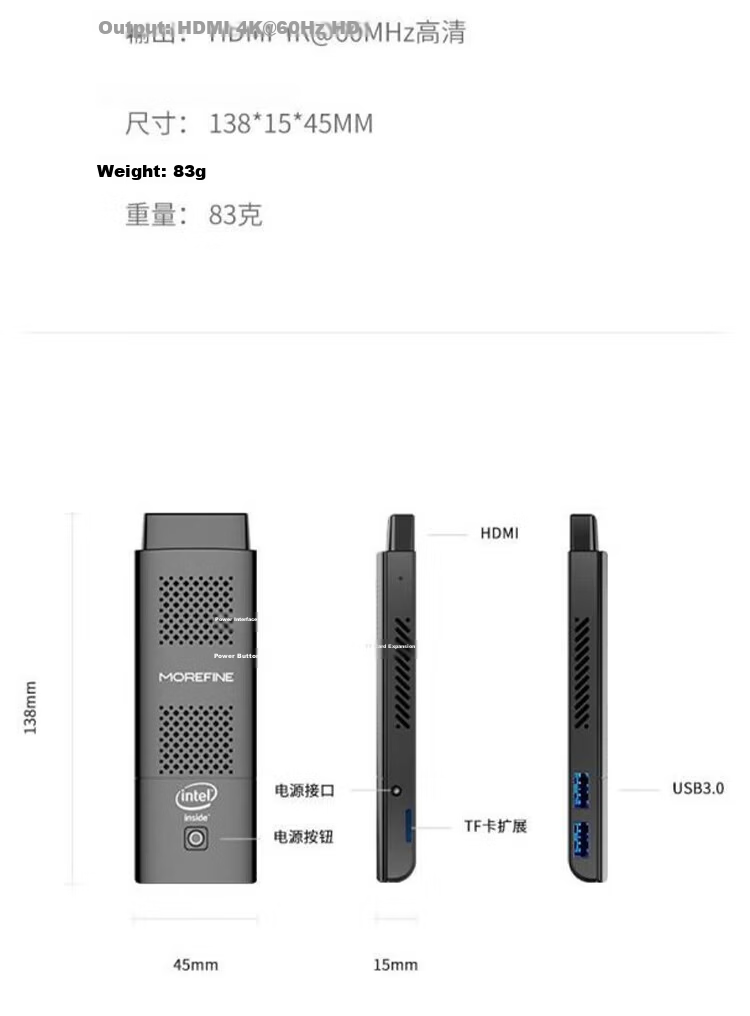 MOREFINE M1K NUC Pocket Mini PC Micro Computer Stick 4K Support OpenClaw MiniPC M1K J5005 Quad-Core 8GB+128GB 13