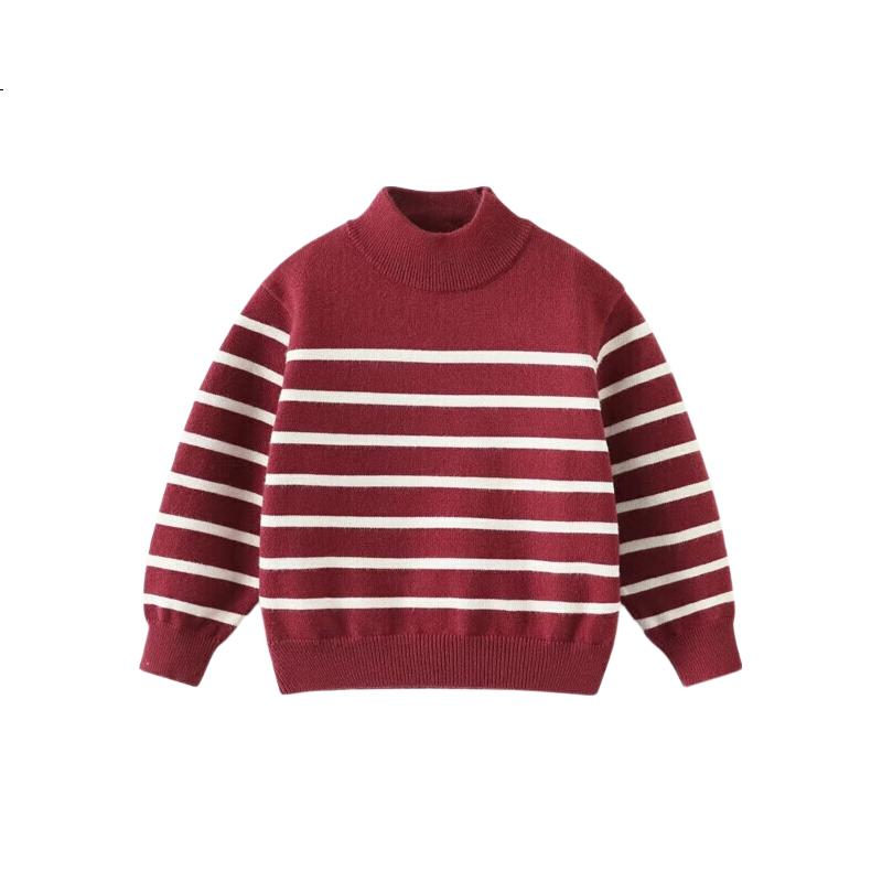 Ciciibear Boys' Sweater Autumn Winter Thickened Half Turtleneck Baby Striped Knitwear Children's Clothing