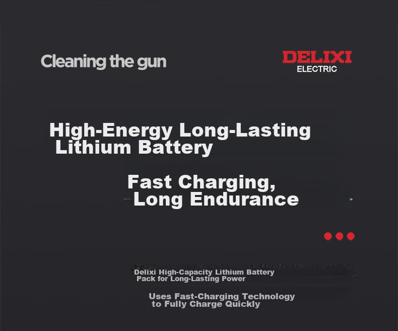 DELIXI Portable High-Pressure Cordless Lithium Battery Car Wash Gun High-Power Brush Pump Car Cleaning Tool 18