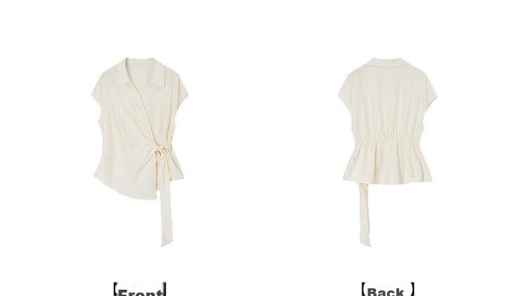 Demana [With Natural Linen] Summer Minimalist Side Knot Shirt Elegant Commuter High-End Blouse for Women 17