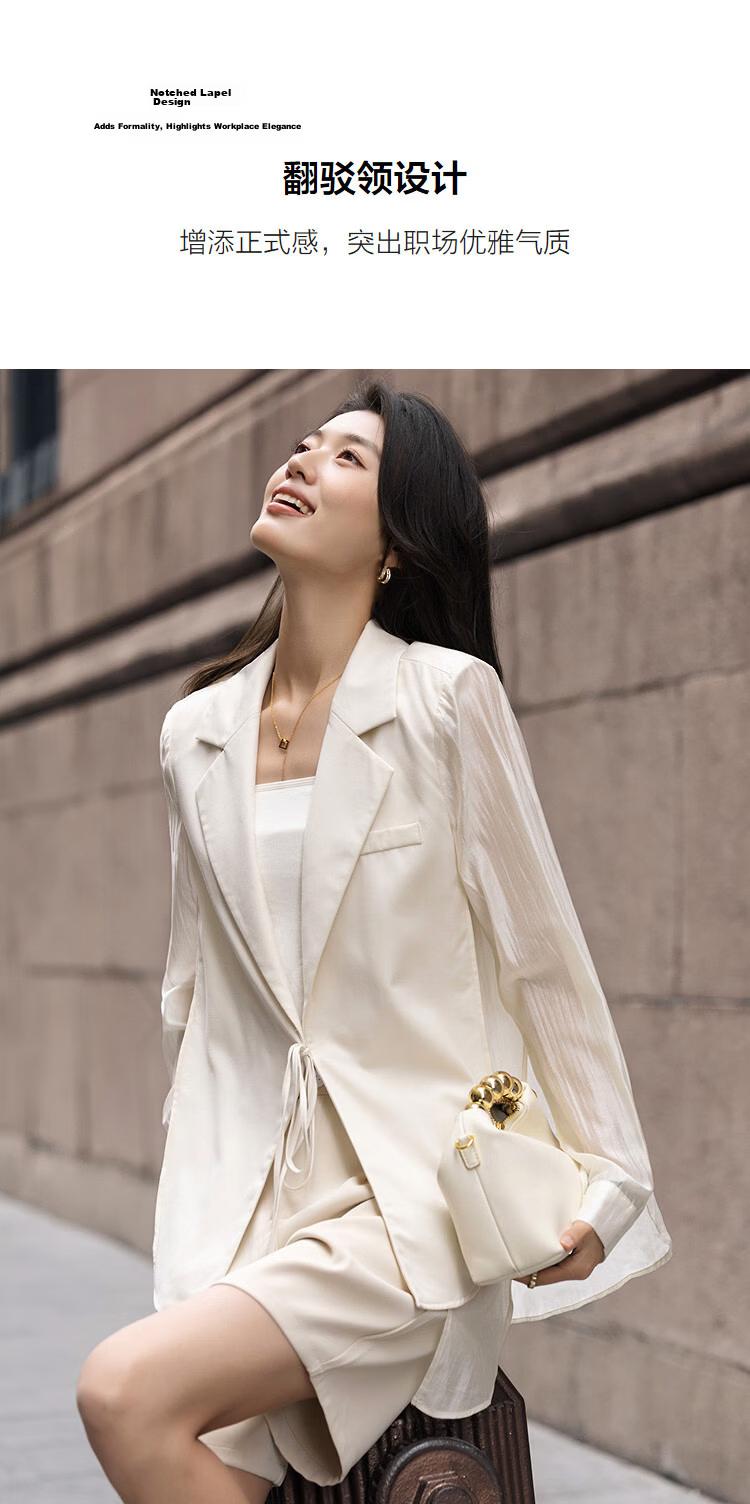 Demana [Smooth Lyocell] Spring Elegant Notched Lapel Loose Irregular Hem Petite Women's Blazer Jacket 7