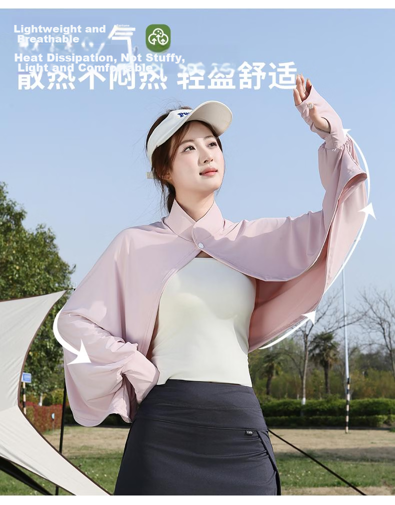 Combo Women's Ice Silk Cooling Sunscreen Jacket Short UV Protection Lightweight Skin Jacket for Summer Outdoor Fishing 5