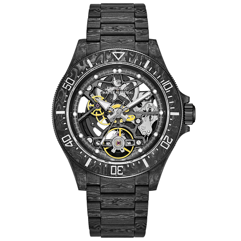 CRONUSART Kluos Full Carbon Fiber Men's Automatic Mechanical Watch Business Hollow Luminous Wristwatch