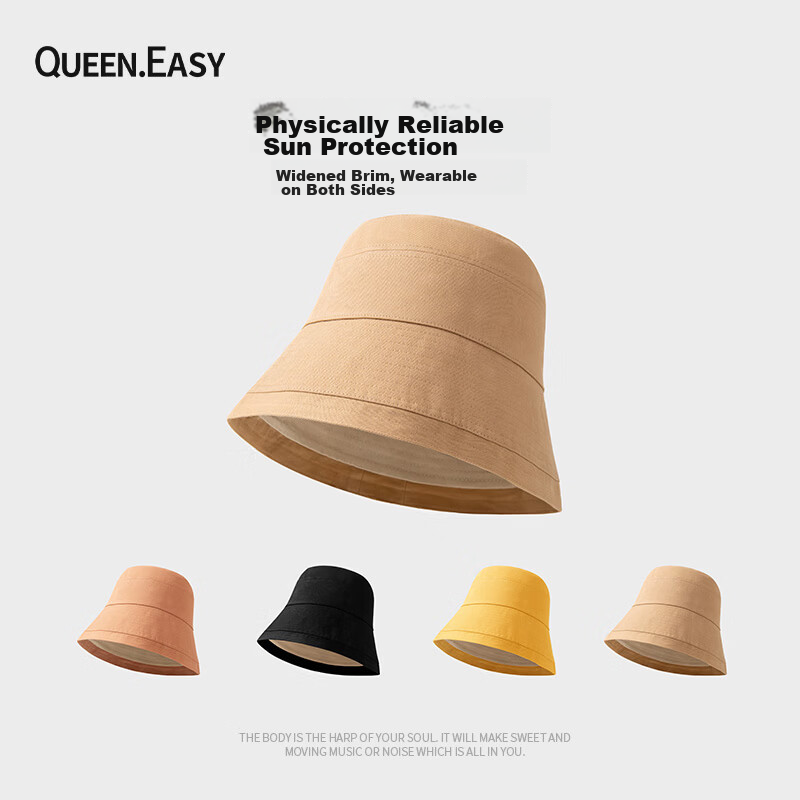QUEEN.EASY Women's Fisherman Hat Sun Protection Summer Outdoor Beach Compact Versatile Face-Shielding Bucket Hat Sun Hat