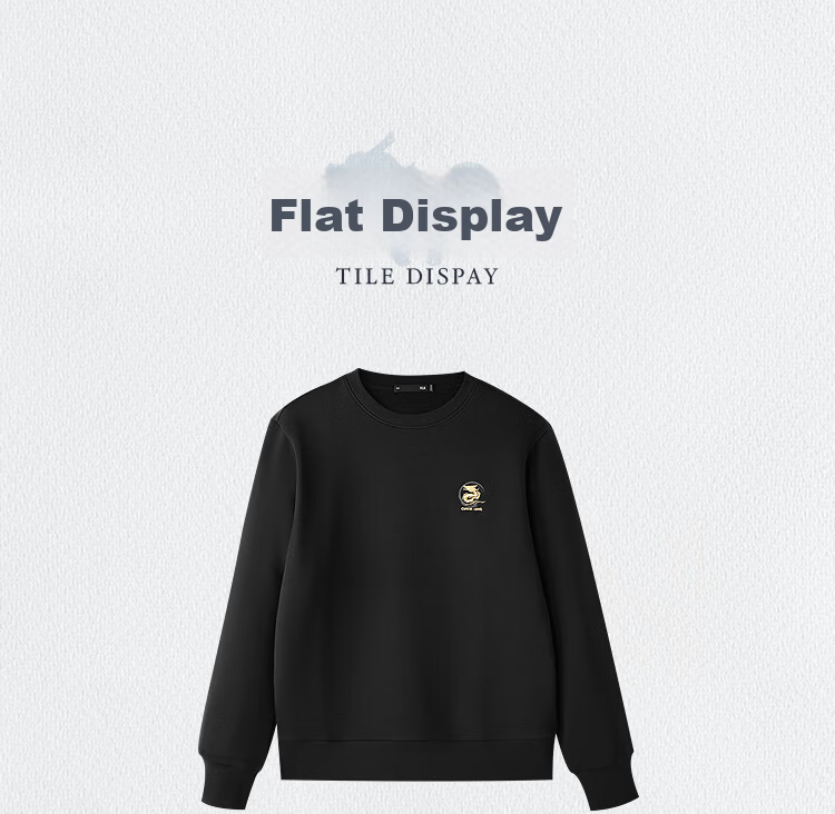 HLAHLA Men's Spring Sweatshirt 26 Chinese Dragon Series Embroidered Crew Neck Long Sleeve 9