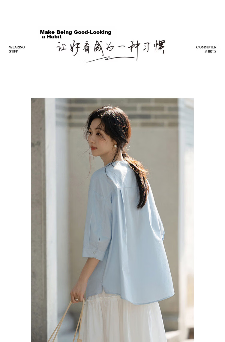 Demana Pure Cotton Breathable Poetic Summer Artistic Fresh Lace Spliced V-Neck Short Sleeve Shirt for Women 11