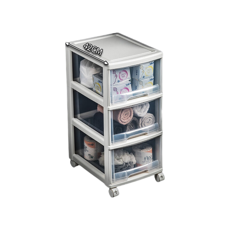 JEKO&JEKO Bathroom Storage Rack, Floor-Standing Narrow Gap Organizer Cabinet, No Installation Required, Transparent Visible Bathroom Storage Cabinet, 32cm Three-Tier