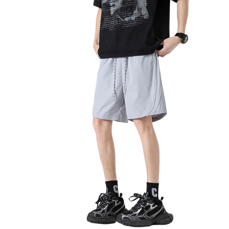Foss Phil Men's Pants, Summer Lightweight Breathable Casual Shorts, Versatile Sports Quick-Dry Shorts K008 Cloud Gray 2XL