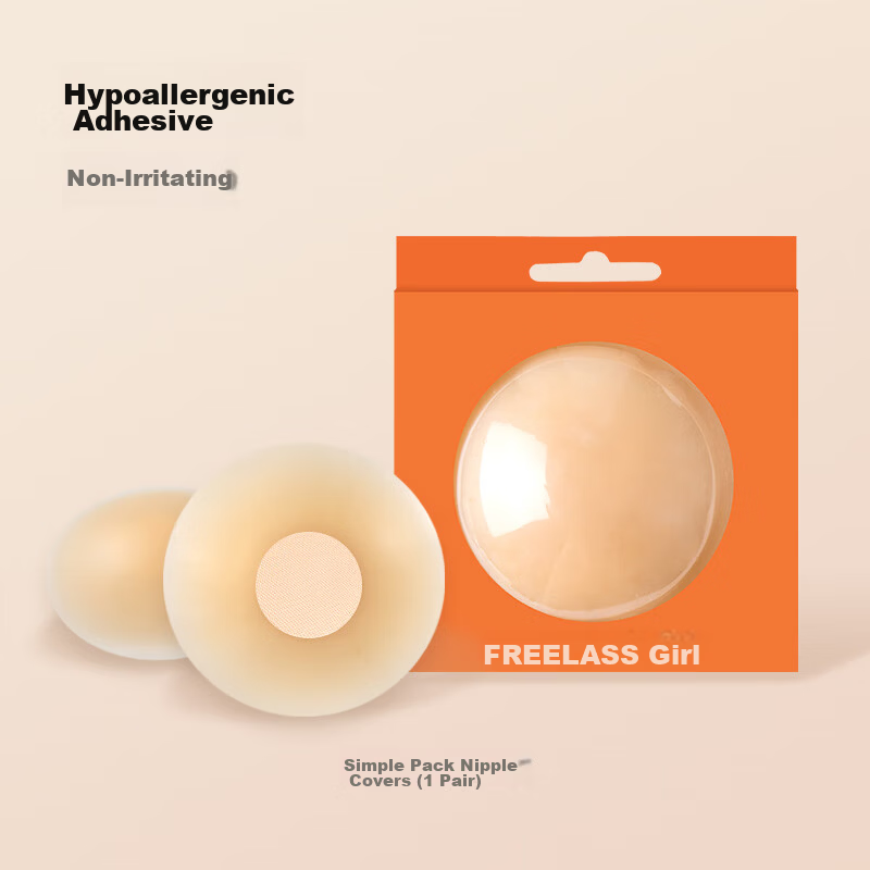 Fuli Girl Summer Thin Breast Adhesive Pads Invisible Nipple Covers for Wedding Dress [1 Pair Simple Pack] Hypoallergenic High Adhesion