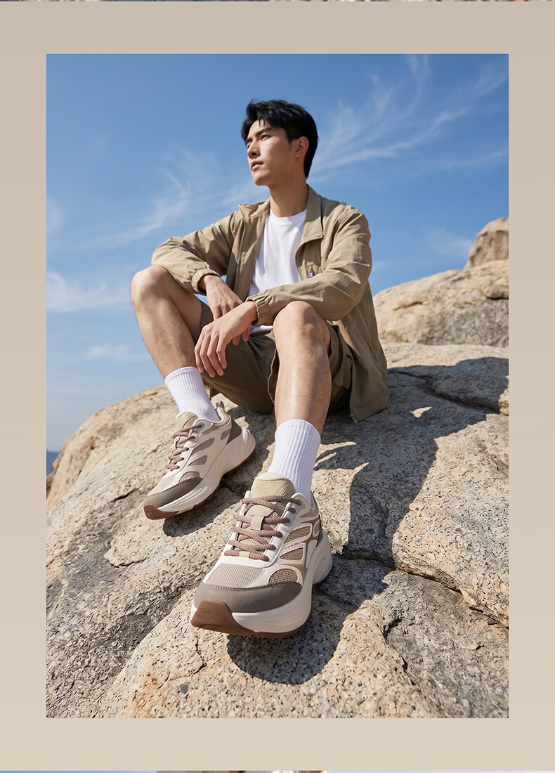 ERKE Men's Sports Shoes Leather Mesh Breathable New Casual Thick Sole Dad Shoes Fengxiwu 3.0 16