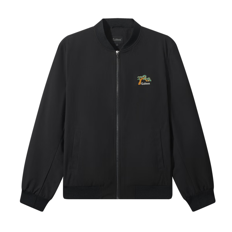 CABBEEN Solona Twill Men's Jacket with Pine Embroidery Chinese Style Windproof Long Sleeve Coat 2026 Spring