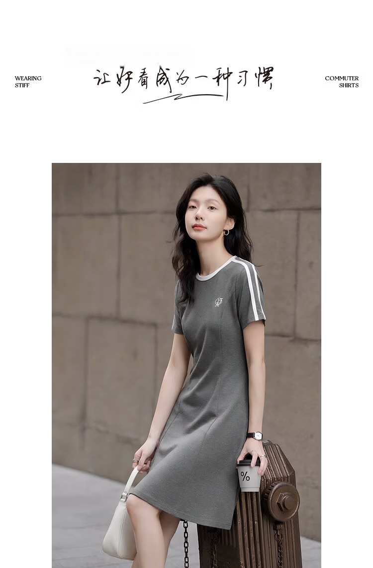 Demana Youth Trend Summer College Style Letter Embroidered Ribbon Decor Waist-Slimming Dress for Women Premium Quality 9