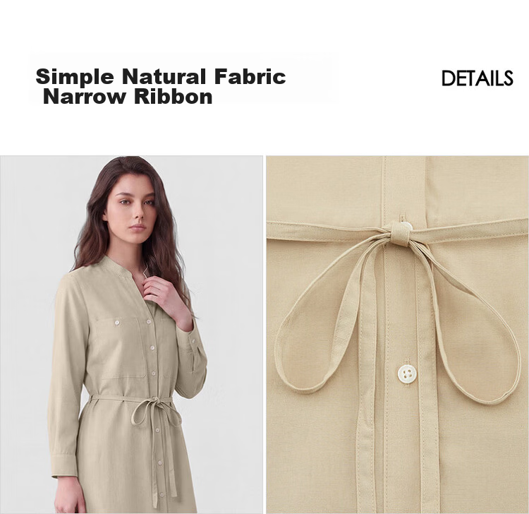 G2000 [Lyocell Linen Blend with Belt Mall Same Style] Women's 2026 Spring Summer Long Sleeve Dress 5