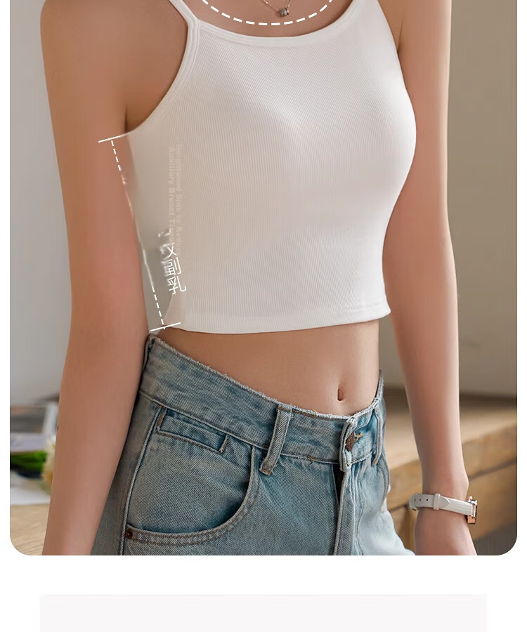 NOMe 2026 Summer Women's Spaghetti Strap Tank Top Butterfly Back Integrated Bra Short White L 8