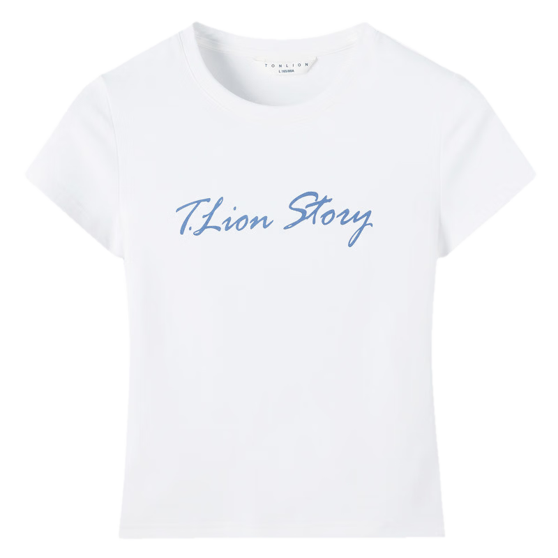TonLion 2026 Summer Women's Letter Print Crew Neck Short Sleeve Slim Fit Versatile Fashionable Comfortable T-Shirt