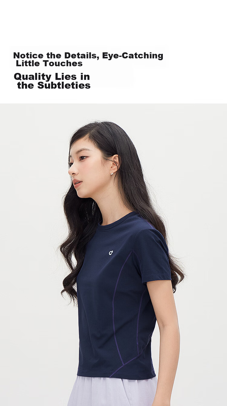 Semir Women's Short Sleeve T-Shirt Summer Moisture-Wicking Quick-Dry Sun Protection Stitching Contrast Thread 2026 Petite Sports Style 109326100045 9