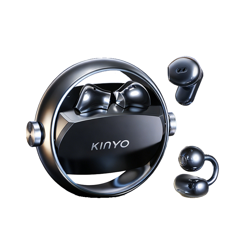Jinyun [2026 Latest Model | Berlin Sound] Bluetooth Ear Clip Semi-In-Ear Dual Earphones 2-in-1 Ultra-Long Battery Life Comfortable for Long Wear AI Translation A30