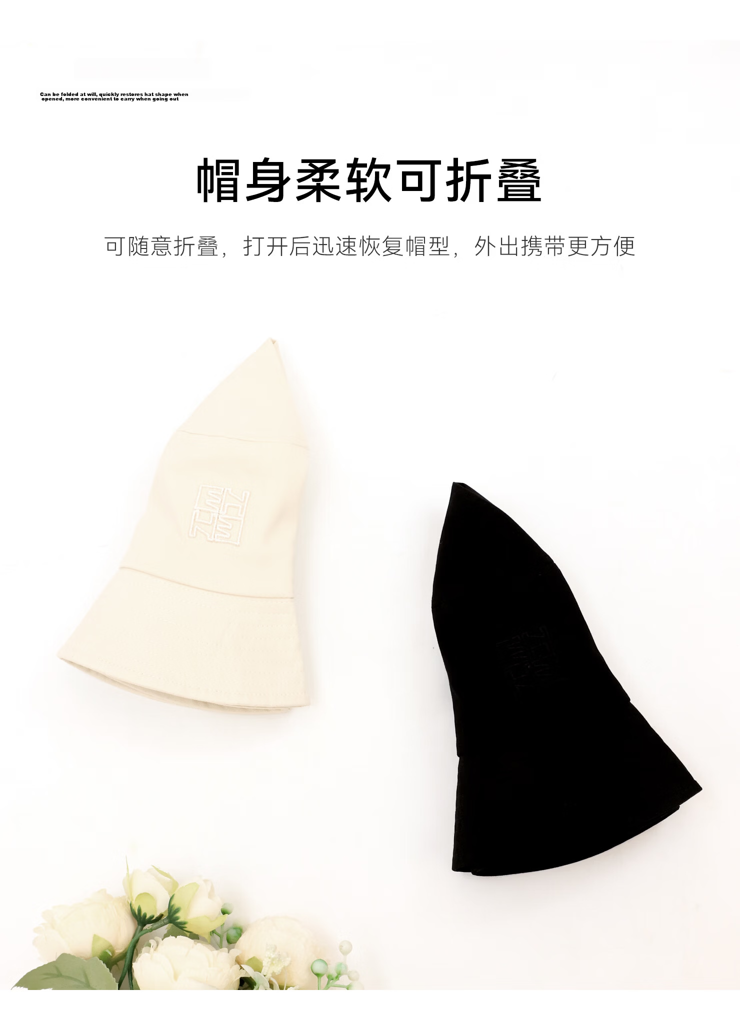 ELLE HOMME 100% Cotton Men's Fisherman Hat UV Protection Foldable Casual Embroidered Commuter Cap 6