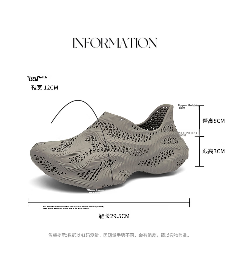 CABBEEN 2026 New Hollow-Out 3D Printed Men's Outdoor Sandals Mid Gray Size 38 6