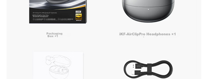 IKF AirClip Pro Clip-On Bluetooth AI Translation Wireless Open Bone Conduction Hi-Res Gold Standard LDAC Long Battery Life for Huawei Star Black 103