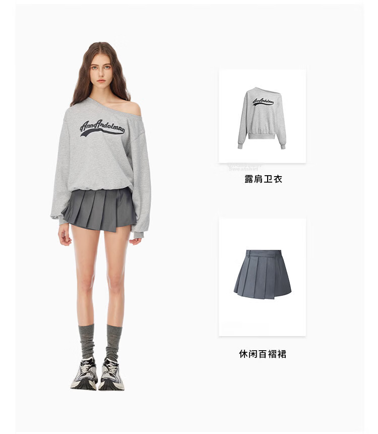 ANN ANDELMAN Irregular Pleated Blazer Skirt Pleated A-Line Mini Skirt Gray XS (Zhao Jinmai Style) 2