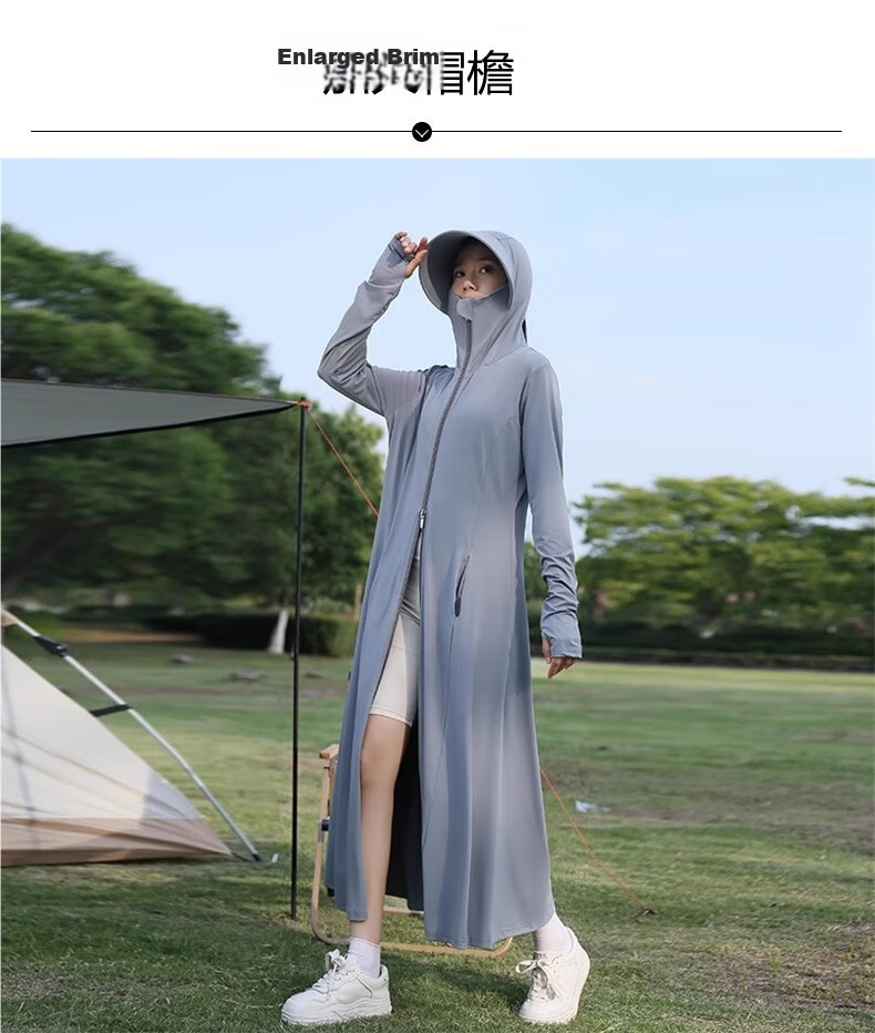 Langsha Women's Long Summer Sun Protection Jacket 2026 New Outdoor Cycling Ice Silk Slim UV Protection Shirt 7