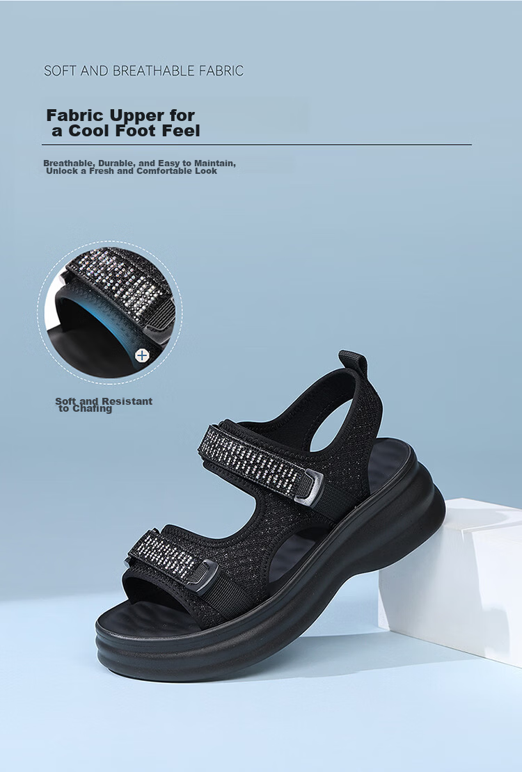 Red Dragonfly Women's Thick Sole Height Increasing Slimming Beach Outdoor Casual Commuting Lightweight Sandals WTK264781 Black Size 35 3