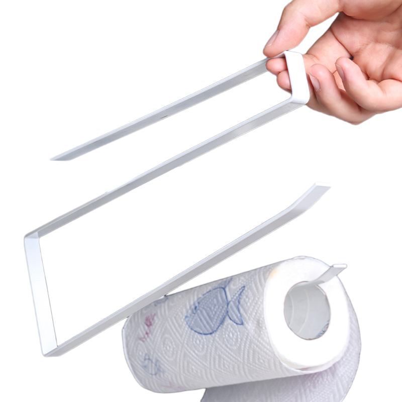 BJ Kitchen Paper Towel Holder, Storage Cabinet Hooks, No Drilling Required, Organizer Shelf, Wall-Mounted, Two-Piece Set