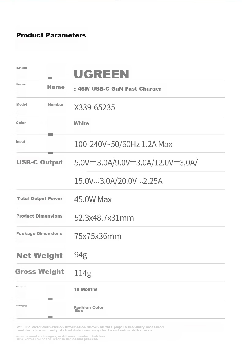 UGREEN Apple 17 Charger, 45W Charging Head, Compatible with IPhone 17 Pro Max Fast Charging, 16 Plus Phone, IPad, PD 40W Gallium Nitride Type-C Plug 27