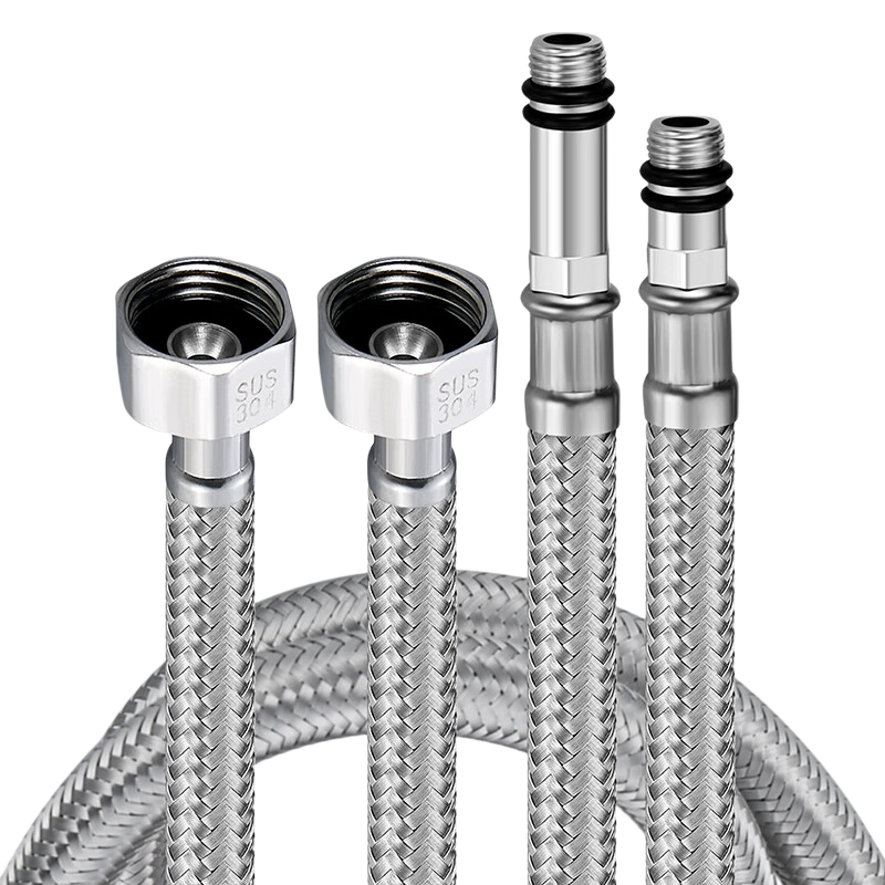 CVBAB 80CM Extended Hot And Cold Water Inlet Hose for Basin, Kitchen Single-Hole Faucet, Pointed Stainless Steel Water Pipe, 2 Pieces Per Pack CV808