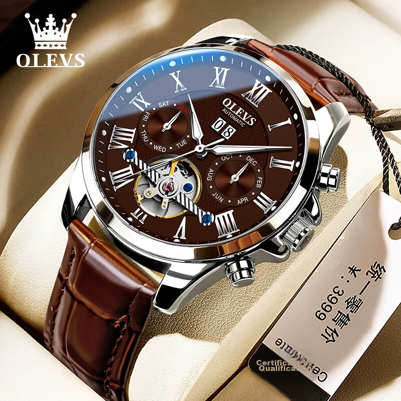 OLEVS Swiss Certified Men's Fully Automatic Mechanical Watch, Men's Luxury Timepiece, 2026 New Skeleton Design Men's Watch, Top Ten Brand