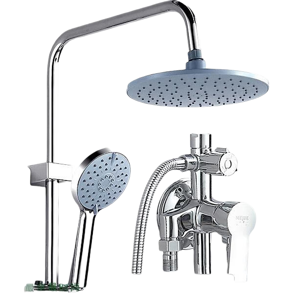 MEJUE Shower Set with Exposed Pipes, Shower Head Kit, Clear Pipe Mixing Valve, Bath Faucet Z-05171