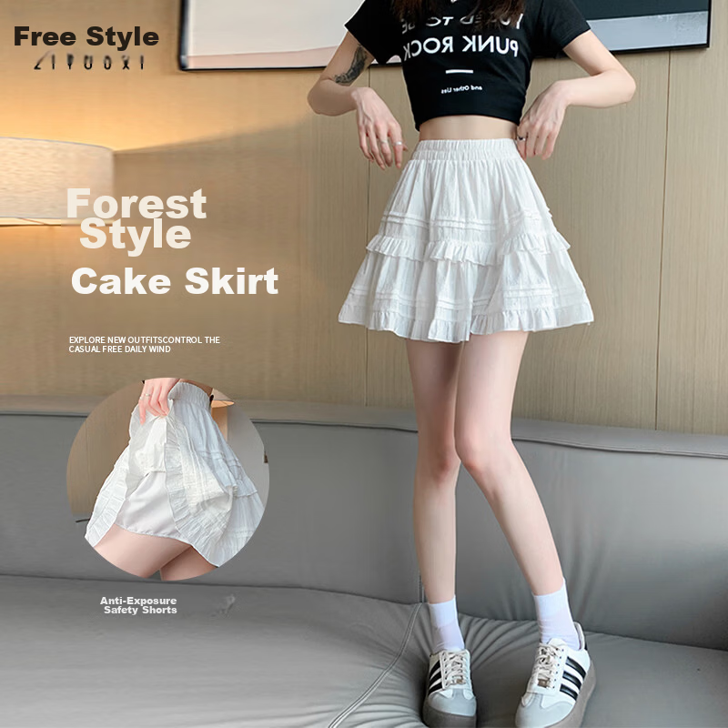 Freedom Style Anti-Exposure Short Skirt for Women 2026 Summer Thin Pure Cotton Slim Petite Ballet Cake Puff Half Skirt