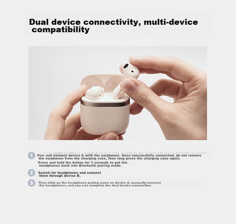 Manbuzhehuazai Evo Air Wireless Bluetooth Earphones, Semi In-Ear Style, 32-Hour Long Battery Life, Bluetooth 5.4, Mother-Of White, Compatible with Apple, Huawei, Xiaomi 23
