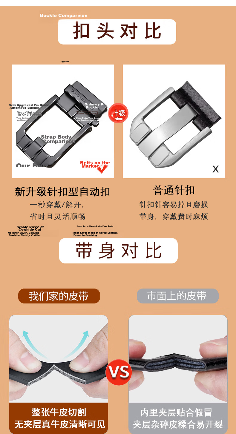 Calermkeens Men's Genuine Leather Belt 2026 New Automatic Buckle Vintage Versatile Waistband Birthday Gift for Men 7