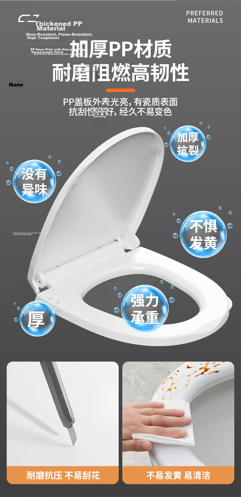 BSITN Universal U-Shaped Toilet Seat with Handle, Thickened Replacement Cushion for Old-Style Home Toilet BP063 9