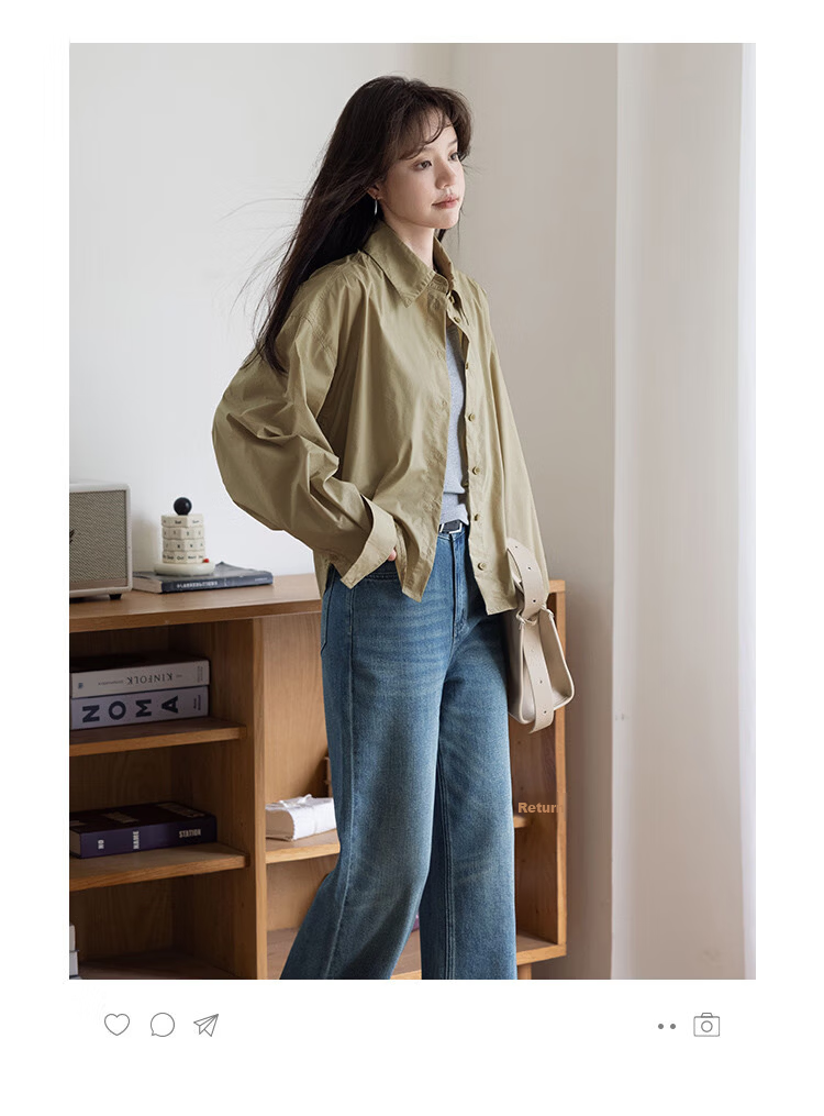 Mt Korean Style Relaxed Fit Autumn Waist-Defined Batwing Sleeve Shirt 3