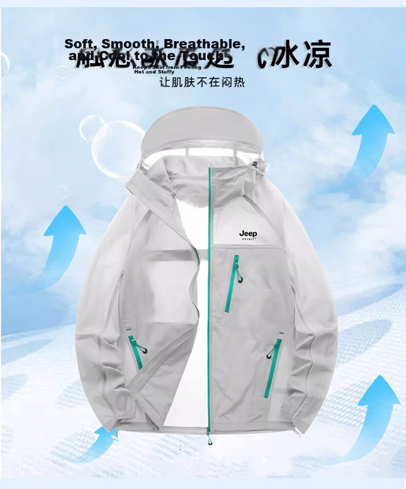 JEEP SPIRIT Unisex Summer Outdoor Lightweight Breathable Cooling Sun Protection Jacket Casual Fishing Sunproof Coat 4