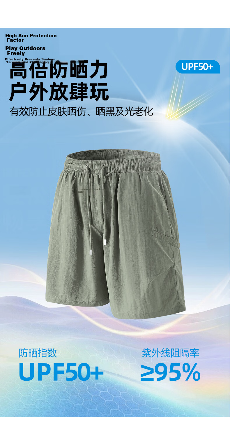 JEEP SPIRIT Men's American Style Casual Shorts Summer Sun Protection Lightweight Breathable Cargo Shorts Youth Casual Five-Point Pants 6