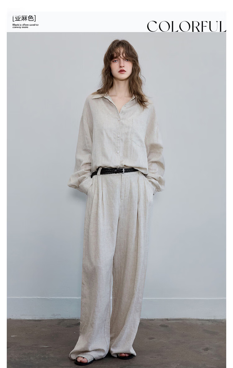Demana Oxygen 100 Linen Spring Minimalist 3D Pleated Loose Wide-Leg Slimming Casual Pants for Women Premium Feel 3