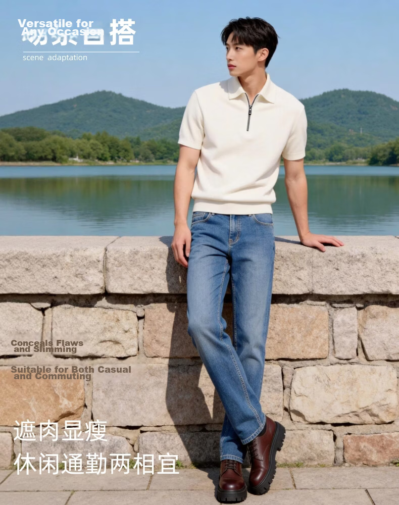 BLAG Tencel Summer Lightweight Lyocell Men's Loose Straight-Leg Jeans JD Self-Operated Pants 16