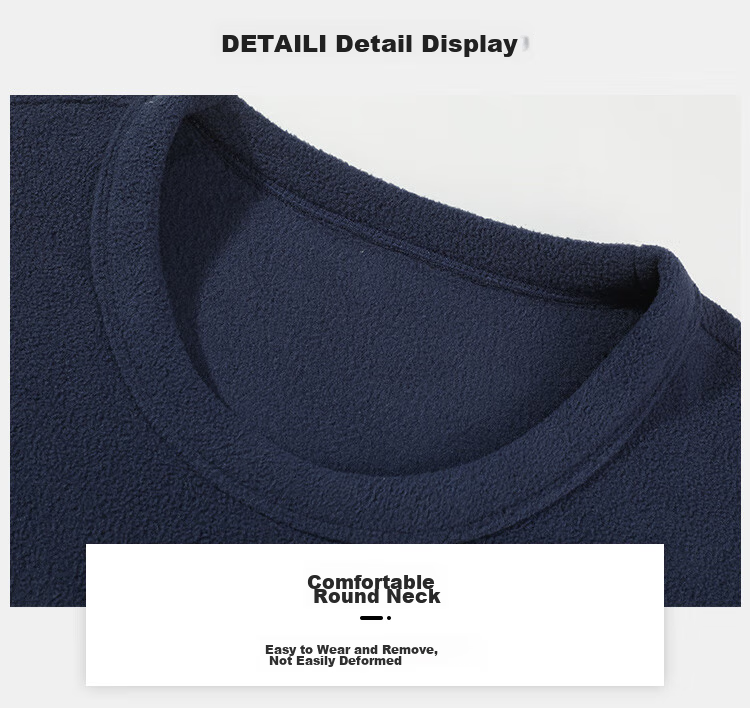 Toread Men's Fleece Pullover Spring Autumn New Round Neck Thin Polar Fleece Long Sleeve T-Shirt Warm Solid Color Base Layer Top 24