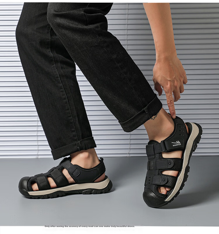 Warrior Baotou Men's Summer Beach Sandals Commuter Casual Slippers WSL(WZ)-1754 Khaki Size 39 5